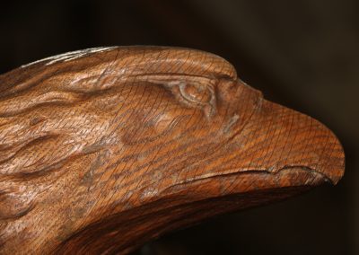 Carved wooden eagle head