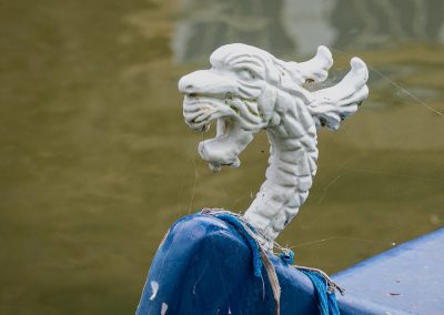 Dragon head on front of boat, image with permission of Richard Jones