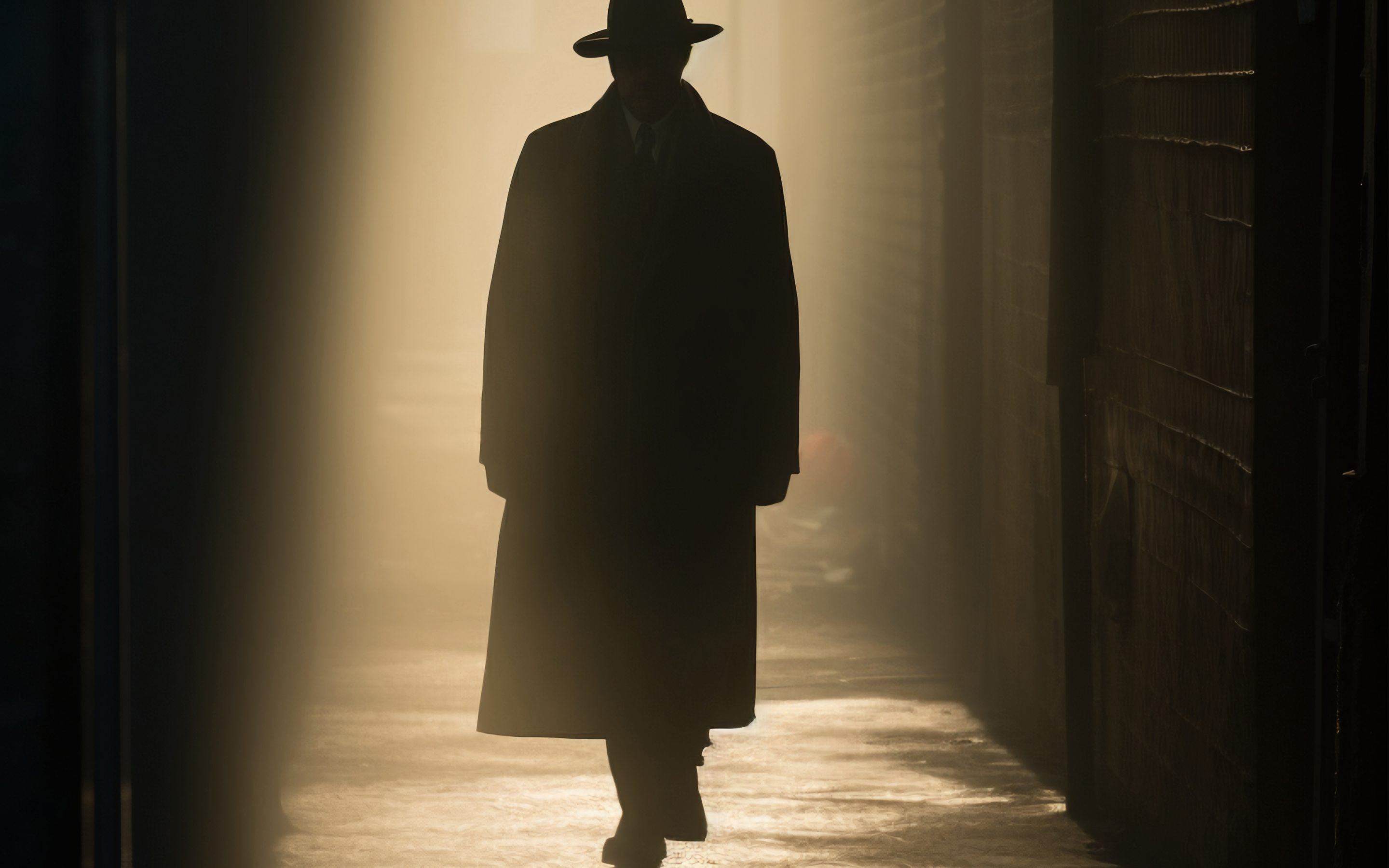 Silhouette of a man in an alleyway AI generated by Freepik